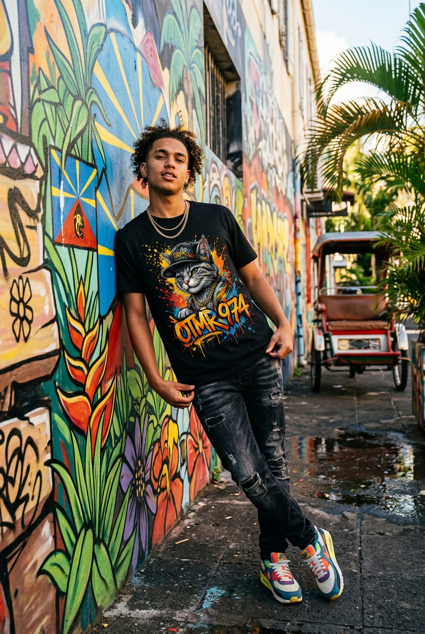 T-Shirt OTMR - Chat Graffiti 974 - Edition Limitée